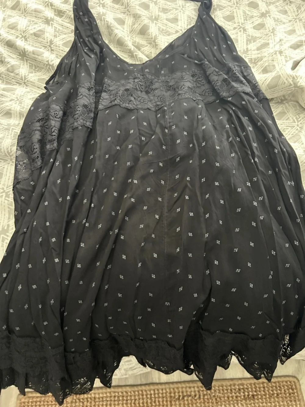 Free People Black Lace-Trim Slip Chemise - Picture 3 of 5
